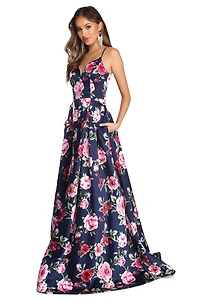 Shelby Floral Satin Ball Gown
