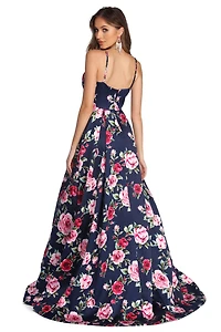 Shelby Floral Satin Ball Gown
