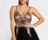 Biana Embroidered Floral Tulle Ball Gown