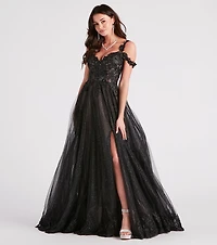 Adele Lace Glitter Cold Shoulder Ball Gown