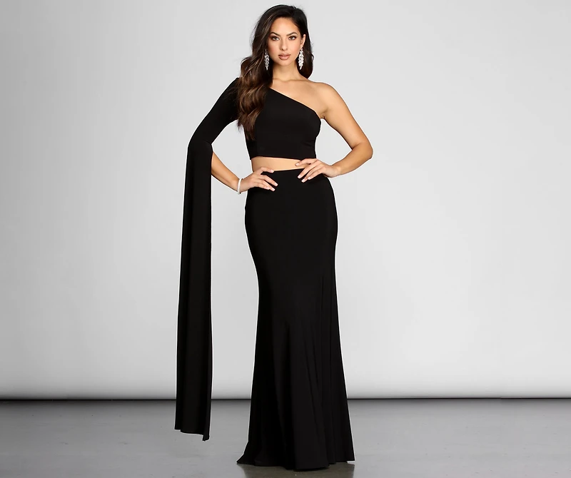 Linda One Shoulder Two Piece Dress
