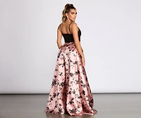 Calla Two Piece Sequin Lace Satin A Line Dress