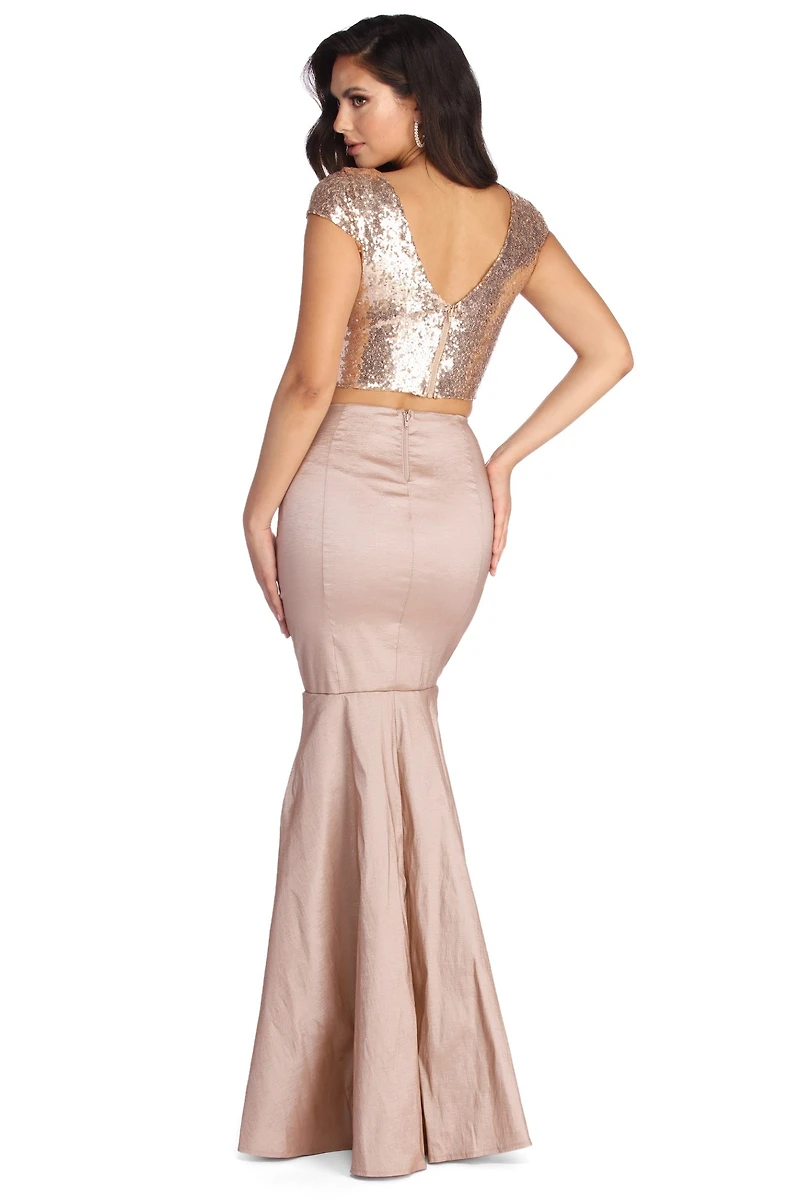 Emmie Formal Sequin Two Piece Dress