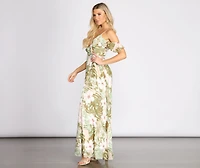 Chiffon Tropical Floral Maxi Dress