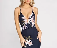Bold Blooms Deep V Midi Dress