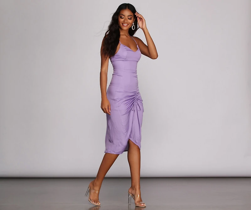 Let Slip Ruched Maxi Dress