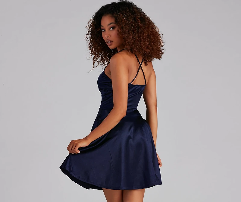 Stunning Satin Skater Dress