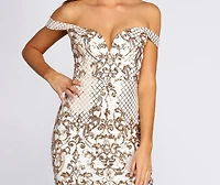Heavenly Sequins Off Shoulder Mini Dress