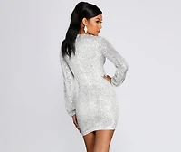Long Sleeve Sequin Mini Dress