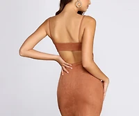 Sophisticated Faux Suede Midi Dress