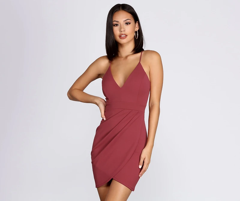 Pretty Pleats Wrap Mini Dress