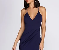 Pretty Pleats Wrap Mini Dress