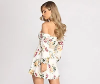 Bring The Romance Off Shoulder Long Sleeve Skater Dress