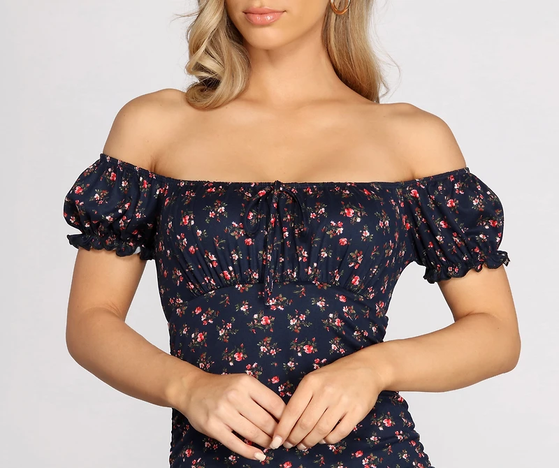 Puff Sleeve Floral Mini Dress