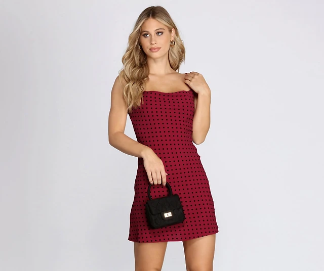 beverly and beck cece lace trim polka dot mini dress Beverly and Beck Cece Lace Trim Polka Dot Mini Dress