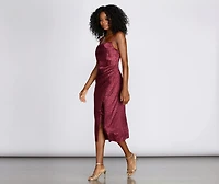 Stylishly Fierce Satin Midi Dress
