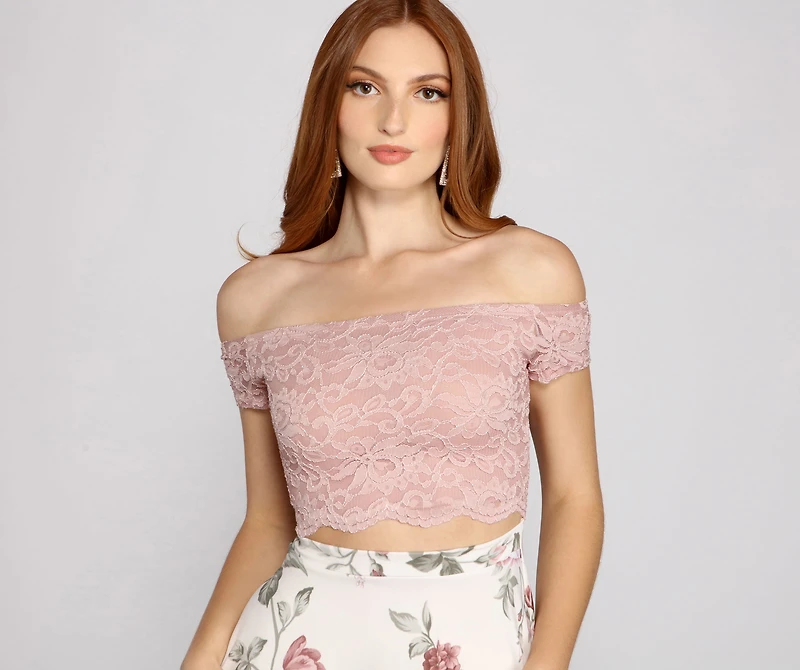 Lace Floral Off Shoulder High Low Dress