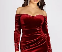 Comin' Hot Velvet Off Shoulder Mini Dress