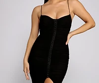 Making Stylish Moves Ruched Midi Dress