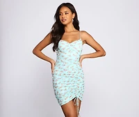 Floral Rush Ruched Mini Dress