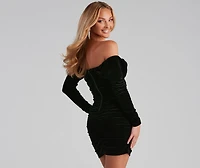 Dusk To Dawn Velvet Sweetheart Mini Dress