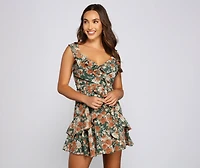 Flirty Moment Floral Chiffon Skater Dress