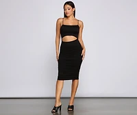 Strut It Out Ruched Cutout Midi Dress