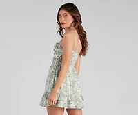 Floral Burst Ruffled Short Dress