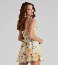 Floral Burst Ruffled Short Dress
