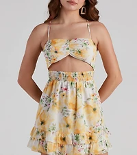 Floral Burst Ruffled Short Dress