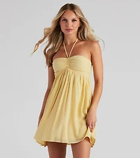 Feel The Sun Halter Sweetheart Skater Dress