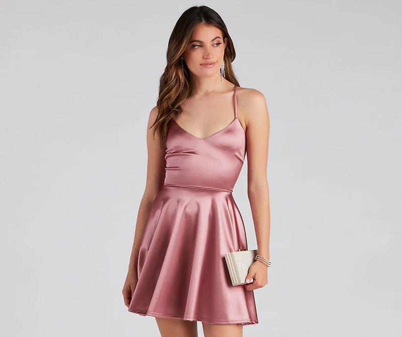 Stunning Satin Skater Dress