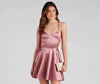 Stunning Satin Skater Dress