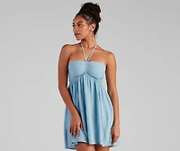 Feel The Sun Halter Sweetheart Skater Dress