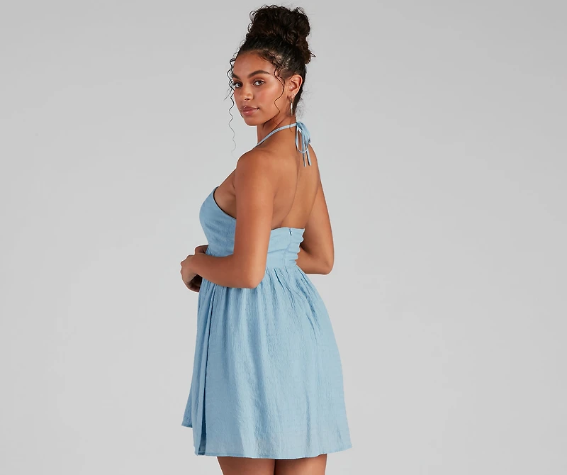 Feel The Sun Halter Sweetheart Skater Dress