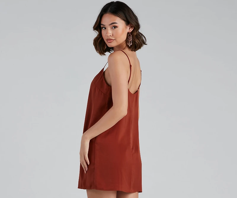 Weekend Chic Satin V-Neck Slip Dress