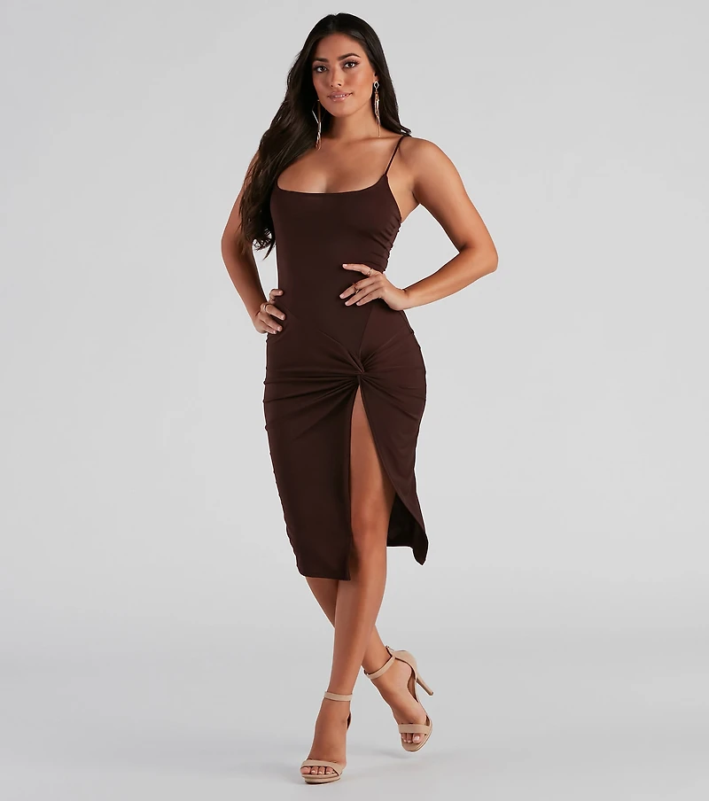 A Stylish Twist Midi Dress