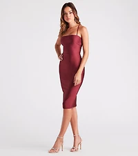 First Impression Lace-Up Midi Dress