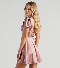 Sweet Victory Satin Skater Dress