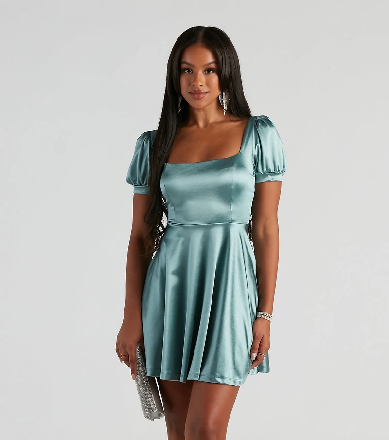 Sweet Victory Satin Skater Dress