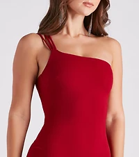 Party For One Shoulder Crepe Dress