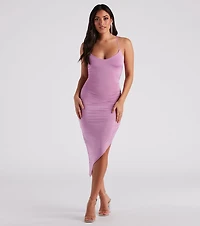 Show Me Off V-Neck Slit Midi Dress