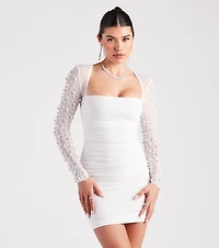 Pearl Up With Me Long Sleeve Mini Dress