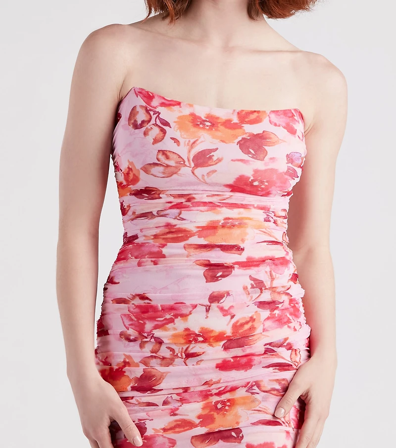 Captivate Floral Strapless Dress