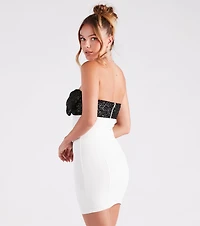 Prized Possession Sequin Bow Crepe Dress
