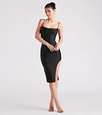 All Eyes On Me Side Slit Midi Dress