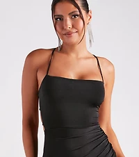 Candlelit Dinner Lace-Up Midi Dress