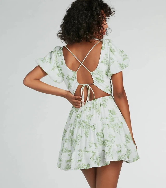 knee length dresses for ladies Floral Skater Dress - Vintage Rose Print