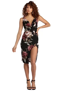 Black Night Bouquet Floral Dress