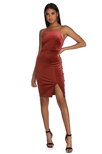 Want It All Velvet Midi Dress